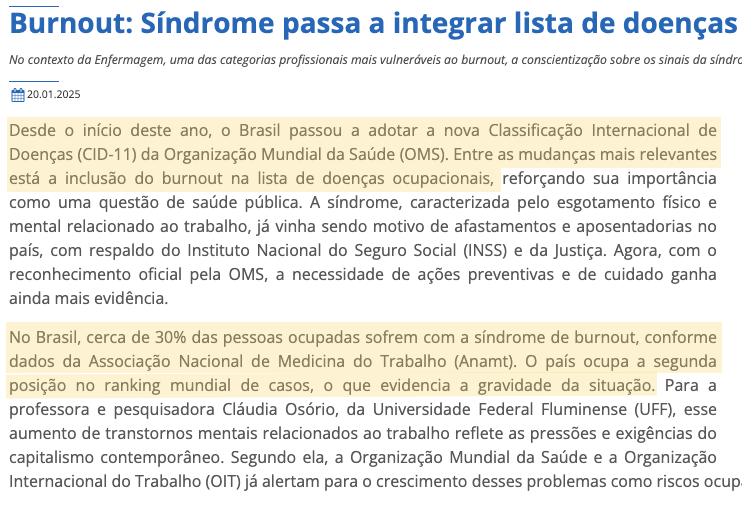 Burnout: síndrome passa a integrar lista de doenças ocupacionais pela OMS